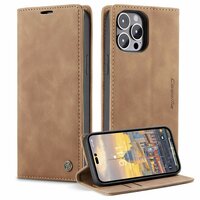 Caseme Retro Wallet Case hoesje voor iPhone 14 Pro - bruin