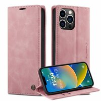 Caseme Retro Wallet Case hoesje voor iPhone 14 Pro - roze
