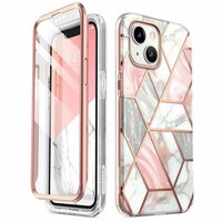 Supcase Cosmo Case Marble hoesje voor iPhone 13 en iPhone 14 - rose gold