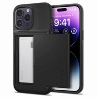 Spigen Slim Armor Cardslot Case hoesje voor iPhone 14 Pro Max - zwart