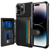 Just in Case Magnetic Card Holder Hybrid Case hoesje voor iPhone 14 Pro Max - zwart