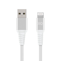 XQISIT Braided MFi Lightning naar USB-A kabel 200cm - Wit