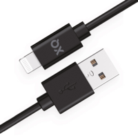 XQISIT Charge & Sync MFi Lightning naar USB-A 2.0 100cm - Zwart