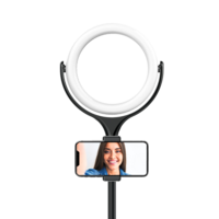 XQISIT Selfie Ring Light met 40cm hoge standaard 10 belichtingsstanden - Zwart