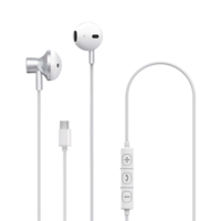 XQISIT USB-C bedrade Earphones met Microfoon en knoppen - Wit