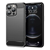 Carbon Armor TPU met geborstelde afwerking hoesje voor iPhone 13 Pro - zwart