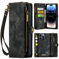 Caseme Vintage Portemonnee hoesje voor iPhone 15 Pro - zwart