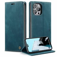 Caseme Retro Wallet Case hoesje voor iPhone 15 Pro - Blue
