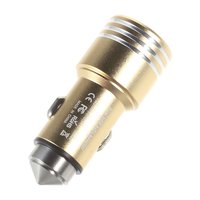 Dual USB Autolader & metalen veiligheidshamer Car plug adapter Auto oplader