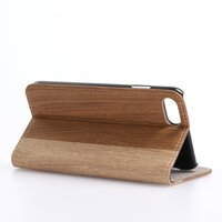Imitatie houten wallet iPhone 7 8 SE 2020 SE 2022 Bruine case Portemonnee hoesje Leder - Bookcase