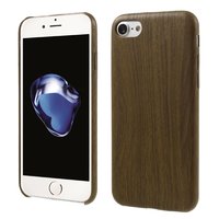 Silicone houten hoesje iPhone 7 8 SE 2020 Wooden TPU cover Donker imitatie hout