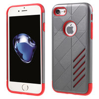 Rood grijs metallic hardcase TPU hoesje iPhone 7 8 rode zilver case