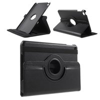 Zwarte lederen iPad mini 4 & iPad mini 5 (2019) draaibare case hoes