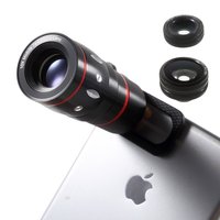 Universele 4in1 lens set Macro Fisheye Groothoek 10x Telephoto iPhone Samsung Sony