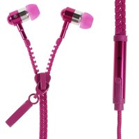 Roze rits In-Ear oortjes oordopjes microfoon zipper