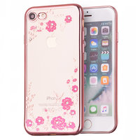Rosé goud roze bloemen iPhone 7 8 SE 2020 SE 2022 TPU hoesje case cover