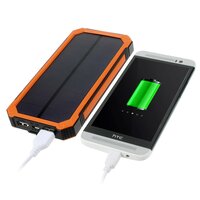 Zon oplaadbare oranje zwarte powerbank 10000 mAh outdoor accu solar