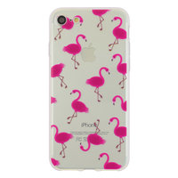 Transparant Roze flamingo TPU hoesje iPhone 7 8 SE 2020 case cover