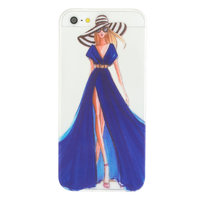 Meisje jurk elegant iPhone 5 5s SE 2016 TPU hoesje - Blauw Strepen - Doorzichtig