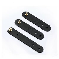 Universele lederen kabelbinder cable organizer - Zwart 3 stuks