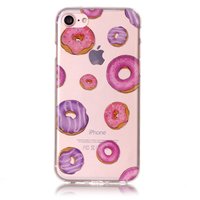 Transparante case donuts iPhone 7 8 SE 2020 hoesje - Paars Roze Doorzichtig