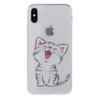 Doorzichtige cover katje iPhone X XS hoesje - Wit Grijs Transparant