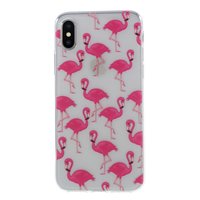 Roze flamingo's TPU case iPhone X XS hoesje - Transparant