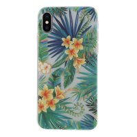 Tropische bladeren bloemen hoesje iPhone X XS - Transparant