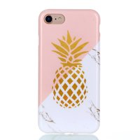 Gold Ananas Marmer Case iPhone 6 6s hoesje - Roze Wit Goud