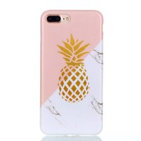 Gold Ananas Marmer Case iPhone 7 Plus 8 Plus hoesje - Roze Wit Goud