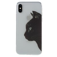 Kat hoesje poezenhoofd case iPhone X XS - Zwart Transparant