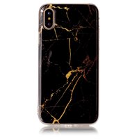 Marmer hoesje TPU marble cover iPhone X XS - Zwart Goud
