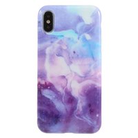 Waterverf pastel hoesje artistiek TPU case iPhone X XS - Paars Roze Blauw