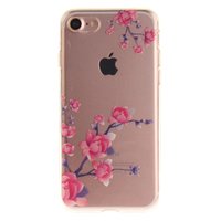 Doorzichtig Bloesemtakken iPhone 7 8 SE 2020 SE 2022 TPU hoesje - Roze Paars