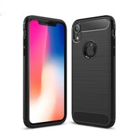 Brushed Carbon TPU Case iPhone XR - Zwart