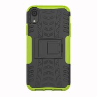 Shockproof Autoband hoesje TPU iPhone XR Case met Standaard - Groen