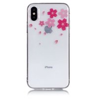Soepele Transparante TPU Case bloemen iPhone X XS - Roze