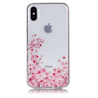 Doorzichtige Flexibele TPU Case kleine bloemen iPhone X XS - Roze