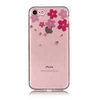 Flexibele Doorzichtige Bloemen Case iPhone 7 8 SE 2020 - Roze