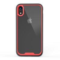 Zwart Rood TPU Acryl Plastic hoesje iPhone XR - Transparant