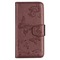 Vlinder Bloemen patroon Leren Wallet Bookcase iPhone XR hoesje - Pasjes Spiegel Bruin