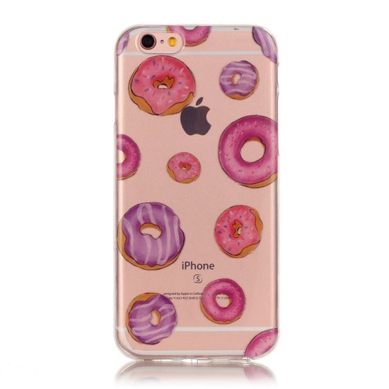 Donut hoesje doorzichtig TPU geschikt voor iPhone 6 en 6s case