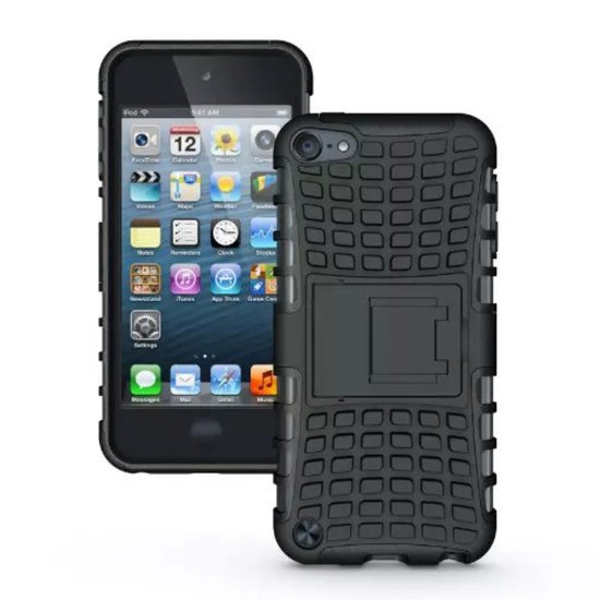 Shockproof zwart iPod Touch 5 6 7 hoesje standaard case cover