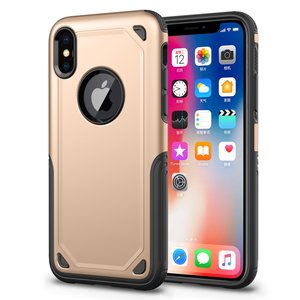 Shockproof Pro Armor iPhone X / iPhone XS hoesje - Protection Case Goud - Extra