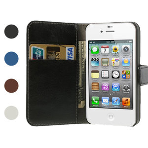 canvas dutje in het midden van niets iPhone 4 4s Bookcase Portemonnee hoesje lederen wallet case - Lichtroze